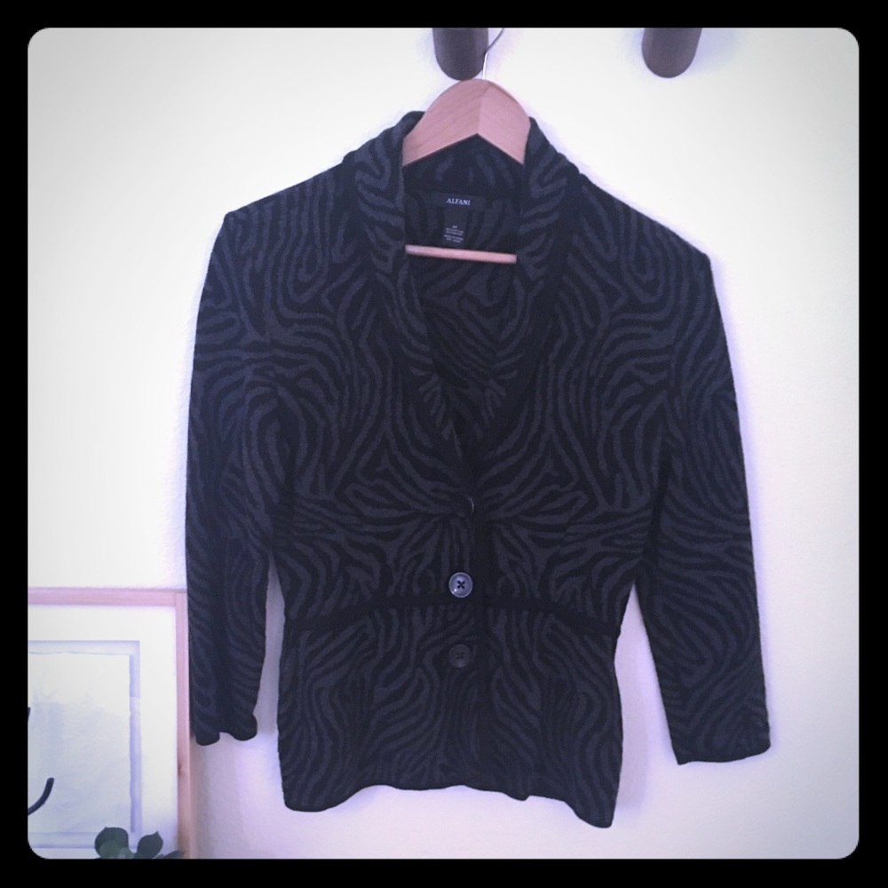 Alfani Animal Print Button down Peplum Sweater